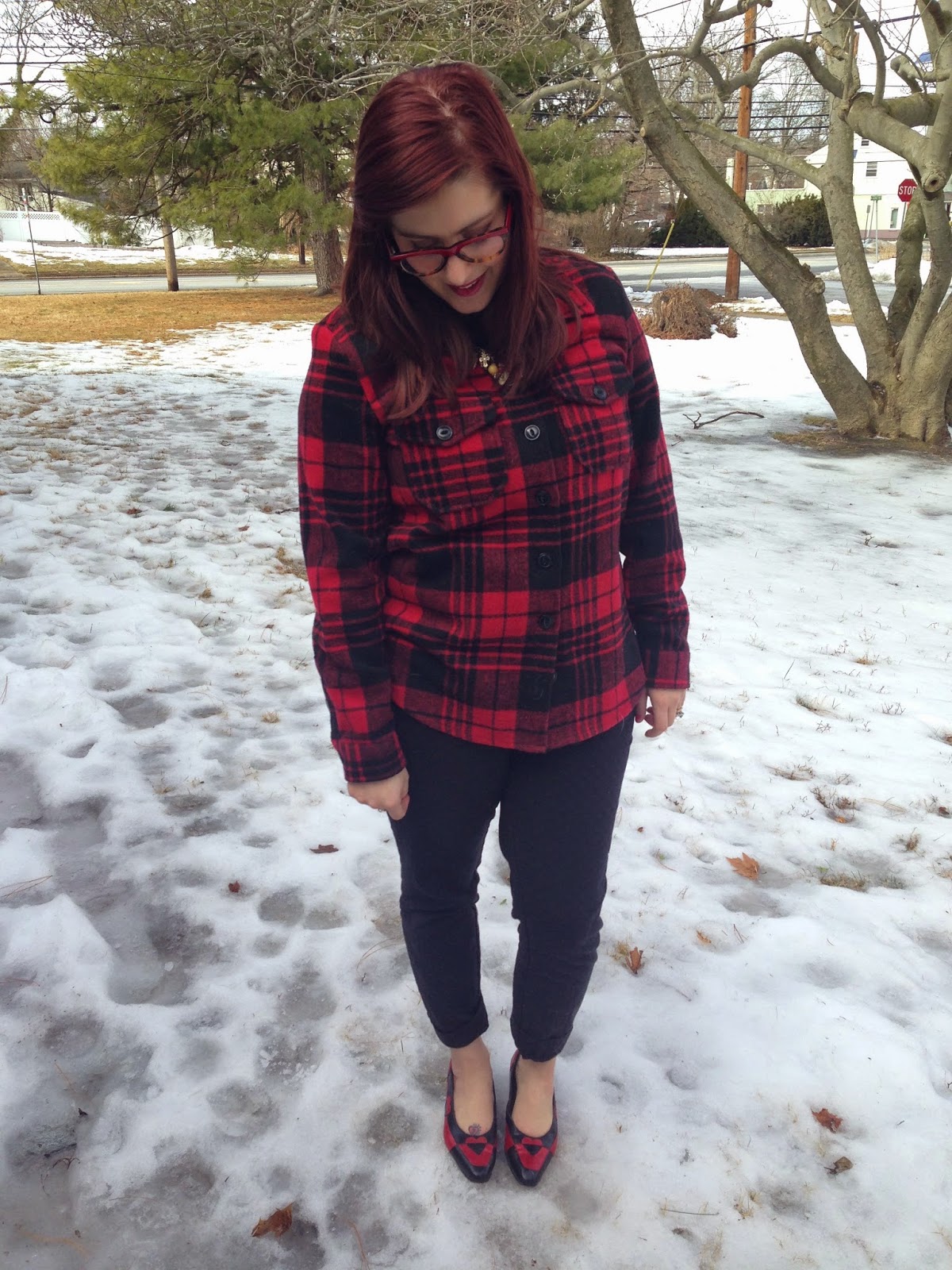 behind the leopard glasses: Day 10: Red Plaid & Heart Flats