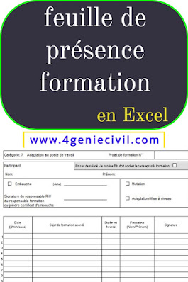 feuille de présence formation excel