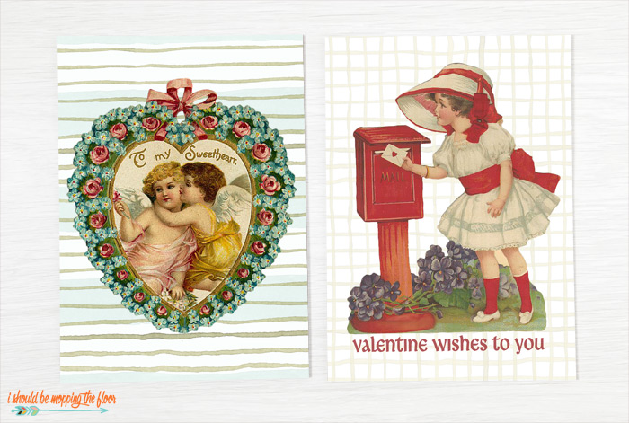 Free Printable Vintage Valentine Cards | i should be mopping the floor