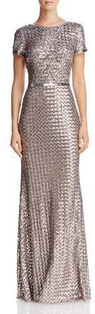 AQUA Belted Sequin Gown - 100% Exclusive