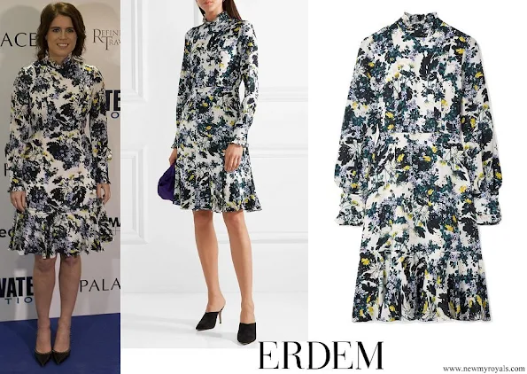 Princess Eugenie wore Erdem Bernette button-detailed floral-print silk crepe de chine dress