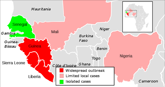 Batı Afrika Ebola Salgını haritası