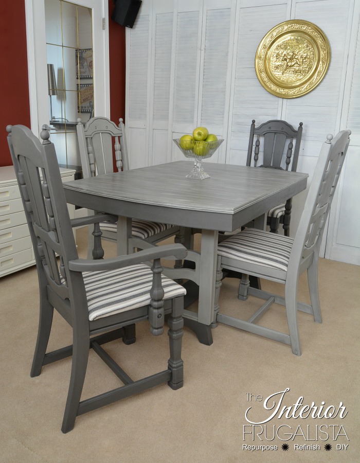 Painted Dining Room Set With Trestle Table and Jacobean Style Chairs