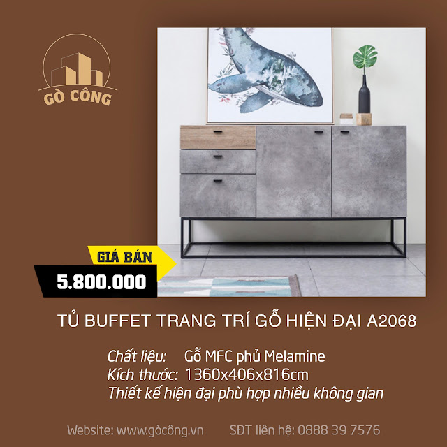 Tủ Buffet Trang Trí Gỗ Hiện Đại A2068