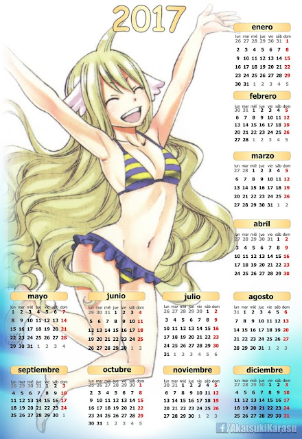 calendario 2017 anime fairy tail