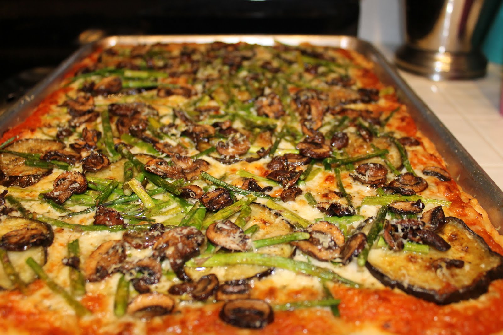 love, cook, eat, repeat Eggplant, Mushroom and Asparagus Pizza with