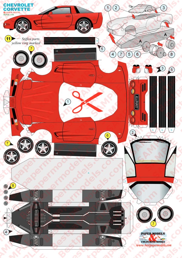 SP. Papel Modelismo PaperCraft Chevrolet Corvette