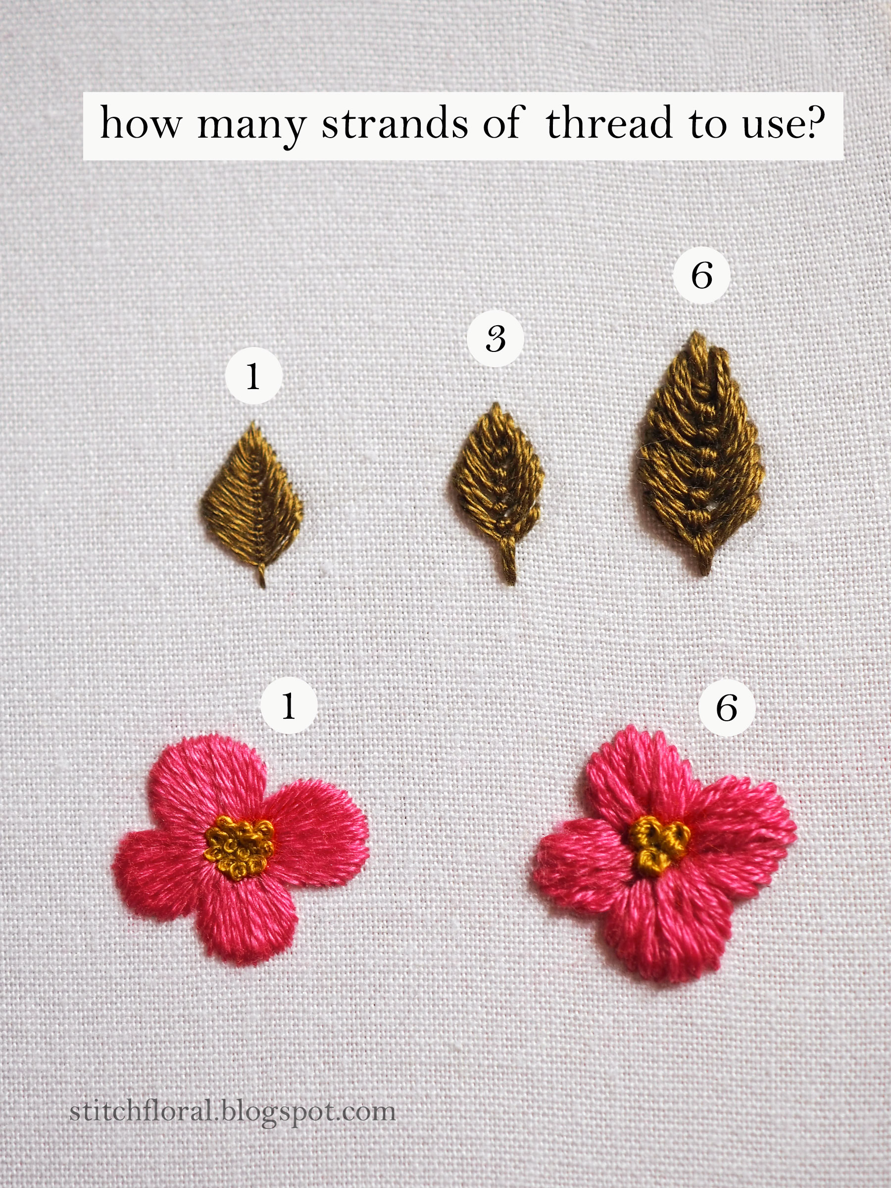 How many strands of thread to use in embroidery? Stitch Floral