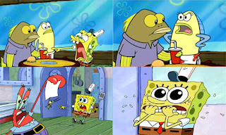 Polosan meme spongebob dan patrick 60 - spongebob teriak, ada ikan yang wajahnya jelek