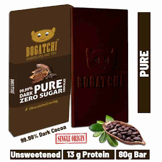 BOGATCHI 99.99% Dark Handcrafted Chocolate, Sugar-Free Real Cocoa Intense Dark Chocolate, Zero Sugar