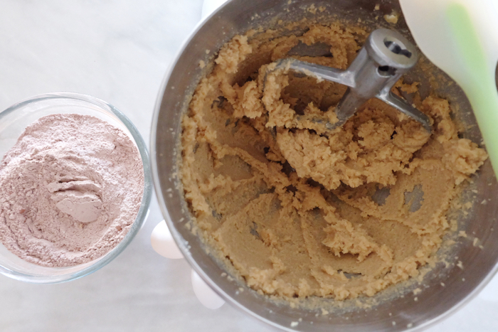 creamed butter and sugar in mixer