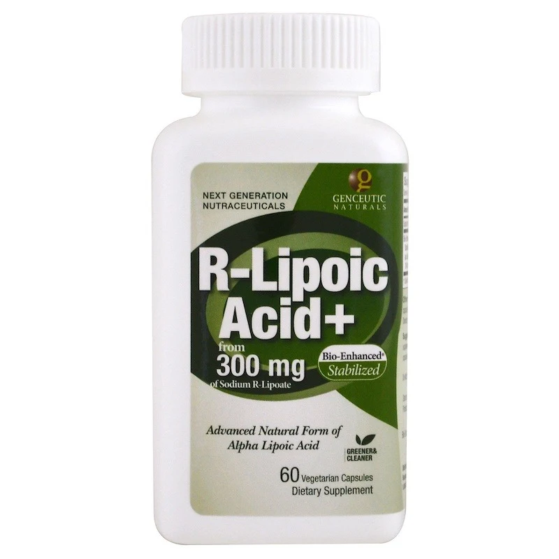 Genceutic Naturals, R-липоевая кислота+, 300 мг, 60 вегетарианских капсул