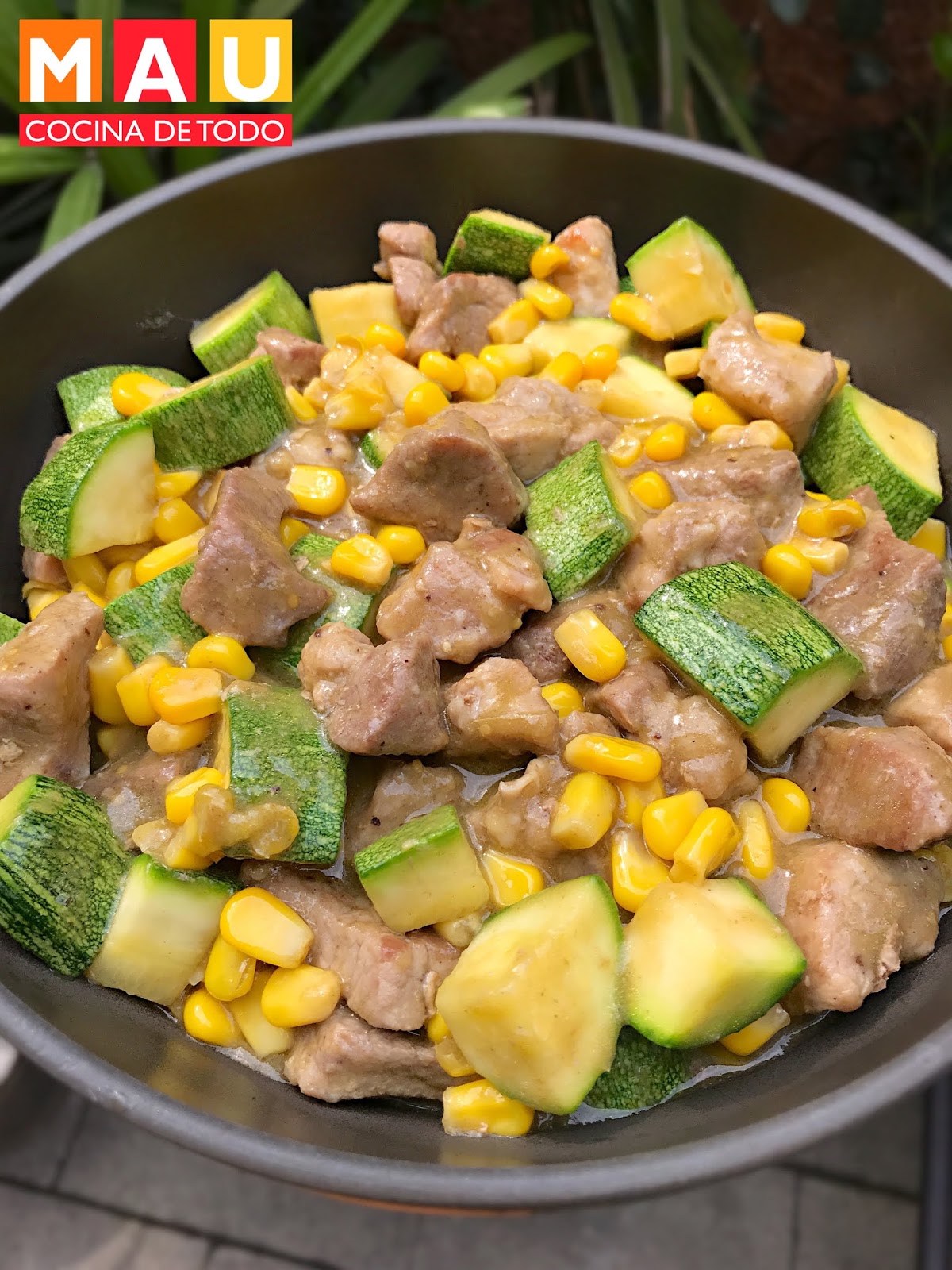 Mau Cocina de Todo: Carne de Cerdo con Calabacita y Elote en Salsa Verde