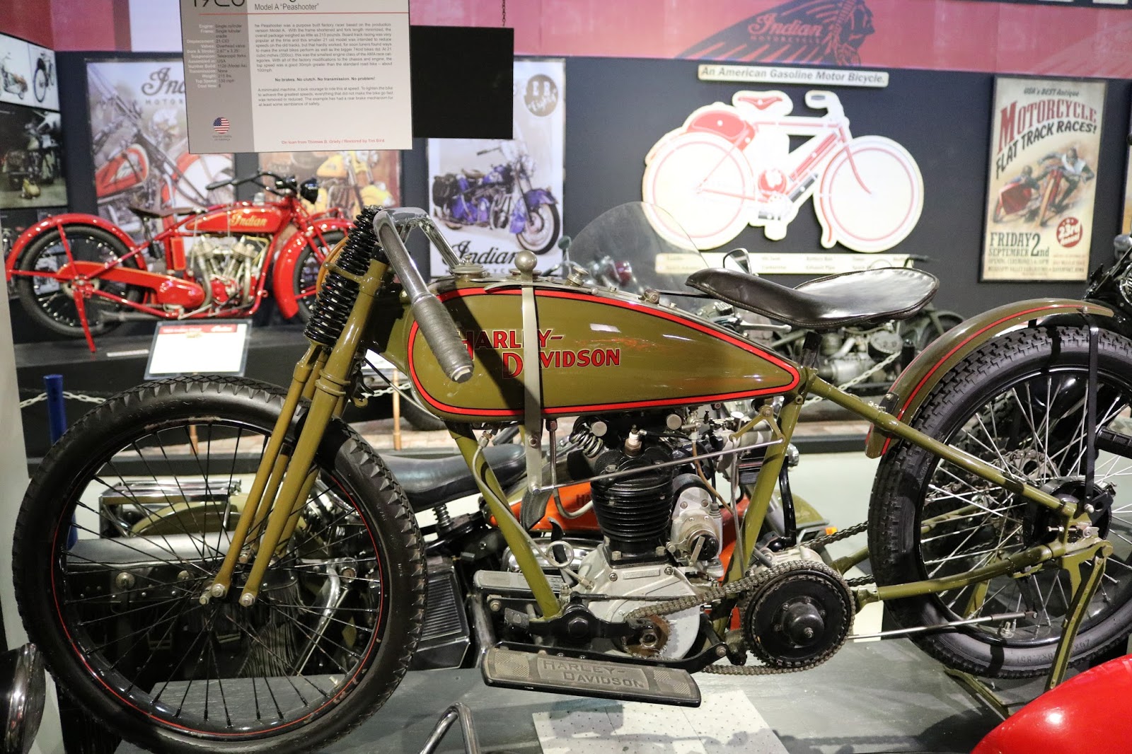 OldMotoDude 1926 HarleyDavidson Model A Peashooter on display at the