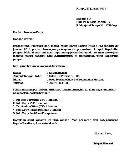 10 Contoh Surat Lamaran Pekerjaan yang Baik dan Benar 10 Contoh Surat Lamaran Pekerjaan yang Baik dan Benar