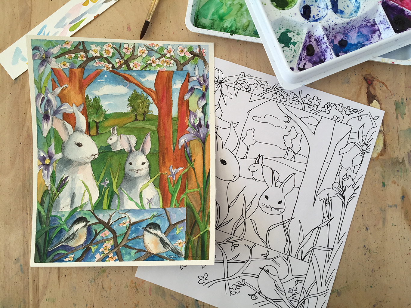 Easter rabbit hand embroidery pattern