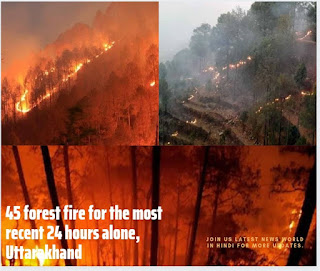 45 forest fire for the most recent 24 hours alone, Uttarakhand Sunday contacted the Center for helicopters and faculty from the National Disaster Response Force (NDRF)
