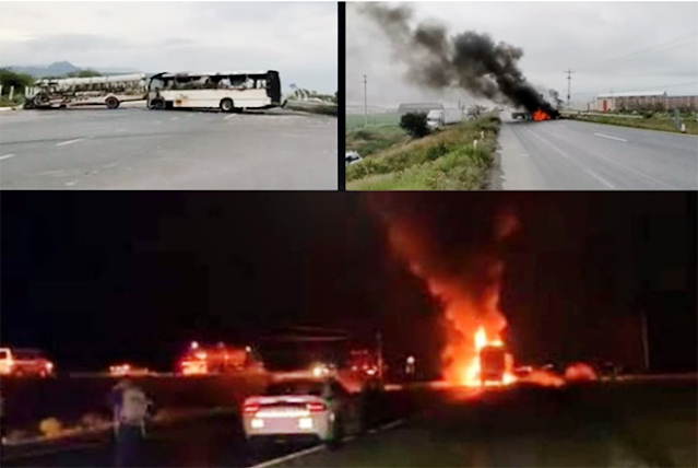 Con miles de Militares paseándose y turisteando inútilmente en Zacatecas Sicarios bajan a pasajeros de autobús para quemarlo