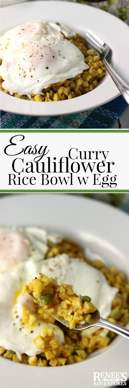 Easy Curry Cauliflower Rice Bowl with Egg | Renee's Kitchen Adventures