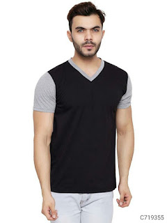 Cotton Blend Color Block/Solid T-Shirts