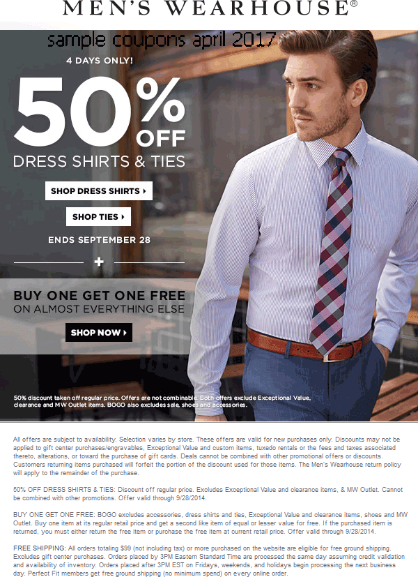 Free Promo Codes and Coupons 2021 Men's Wearhouse Coupons