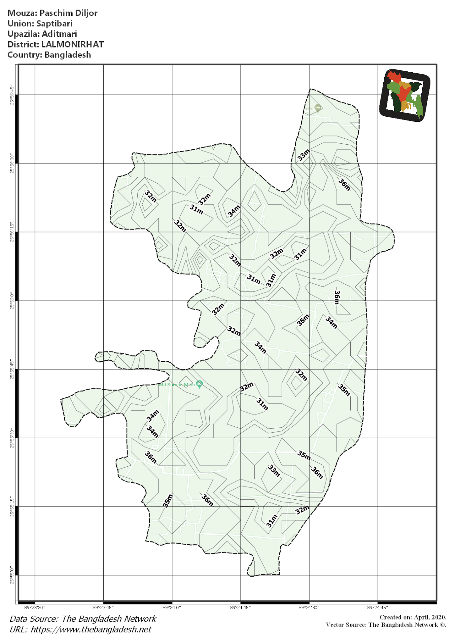 Map of Paschim Diljor Mouza of Aditmari Upazila, LALMONIRHAT Map of Paschim Diljor Mouza of Aditmari Upazila, LALMONIRHAT, Bangladesh.
