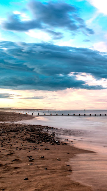 Beach, shore, sea, water, horizon, landscape wallpaper.