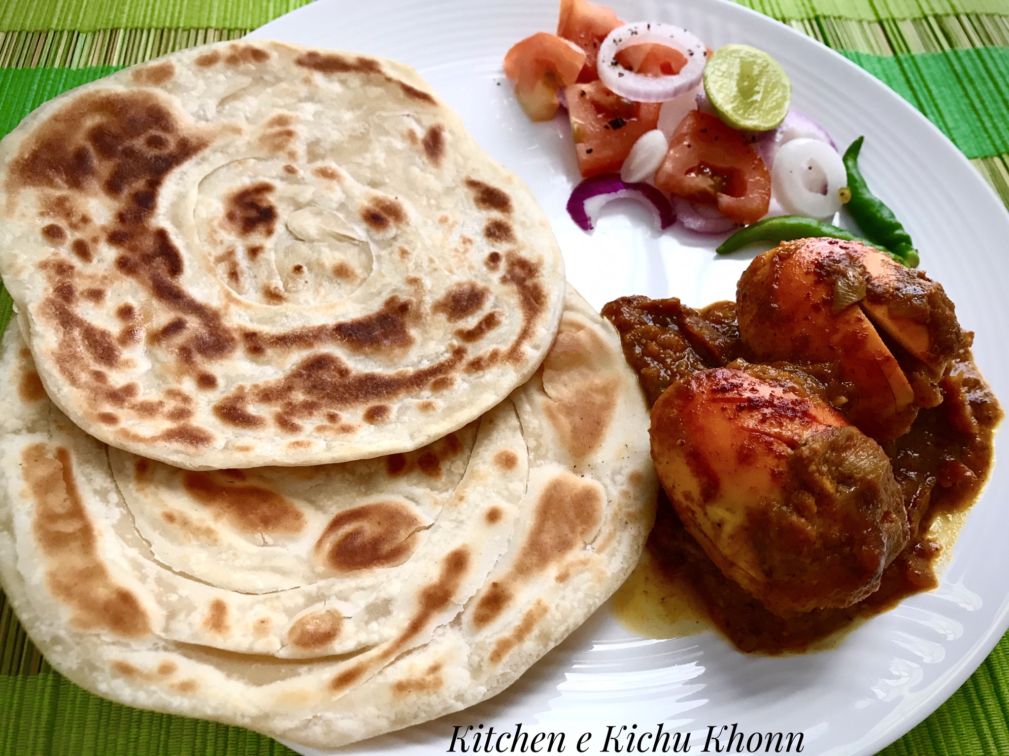 Kitchene Kichukhonn Laccha paratha and Egg curry with Punjabi dhaba like flavours