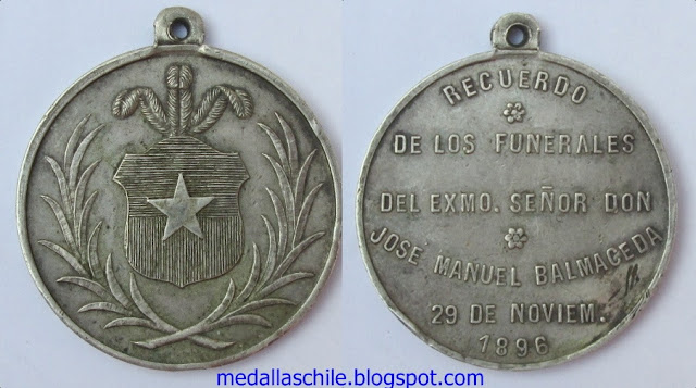 Medalla Funerales de José Manuel Balmaceda guerra civil 1891