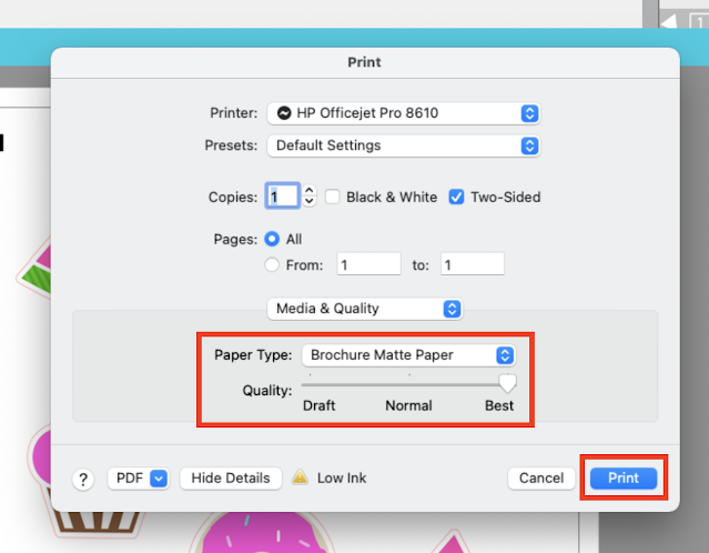 Прилагодите поставке штампања налепнице, камеја 4, штампа и рез, папир за налепнице, силуета ЦАМЕО почетни водич