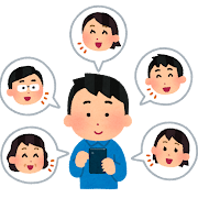 SNSをやる人のイラスト（男性）