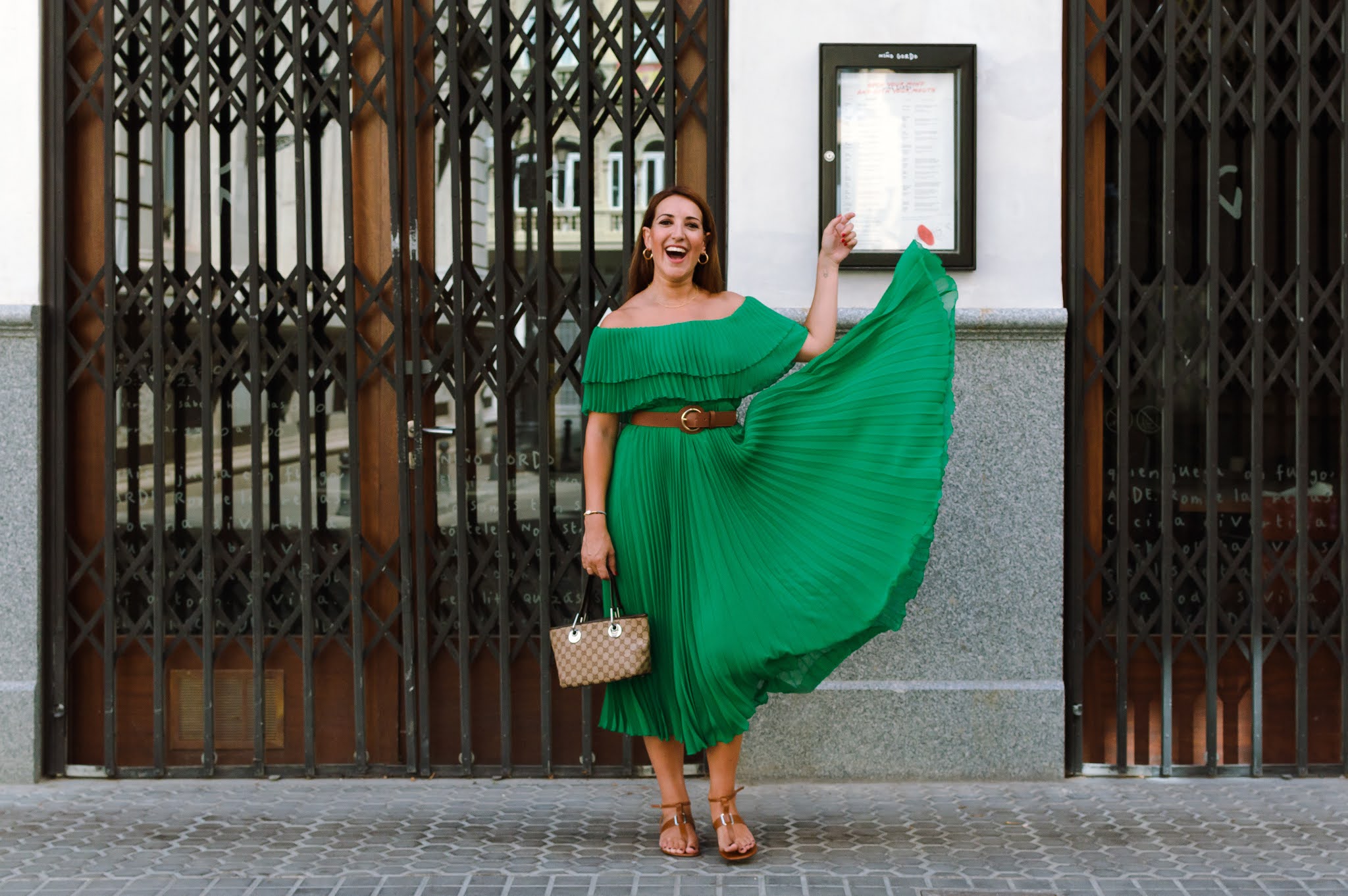 Sandalias Buen sentimiento soltero Plisado en verde | Fashion South