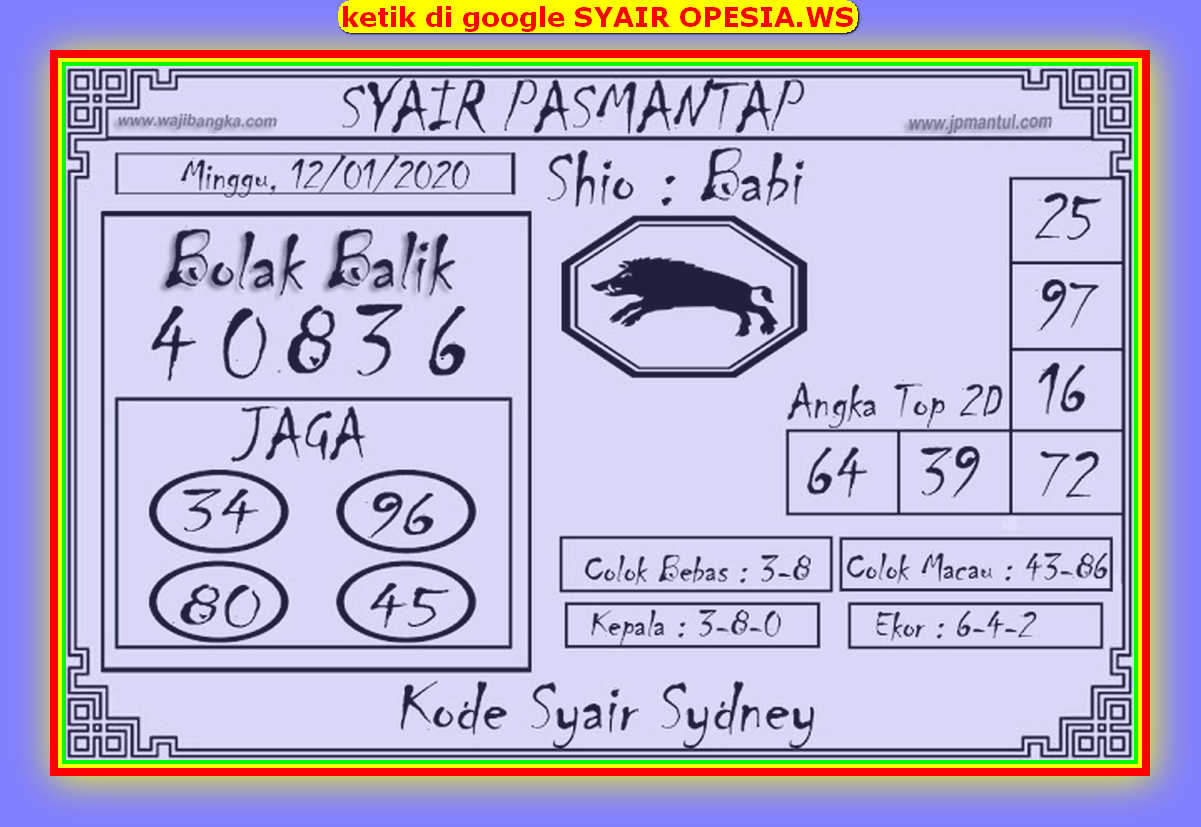 Kode Syair Sydney 12 Januari 2020 Forum Syair Togel Hongkong Singapura Sydney