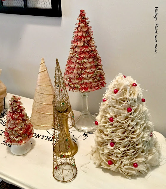 diy trees with ribbon, burlap and paper
