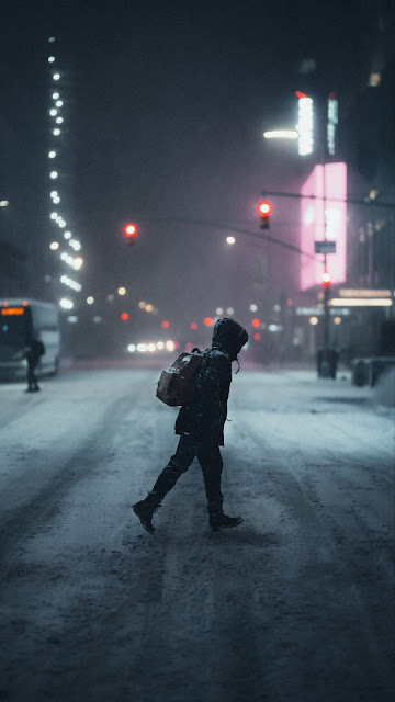 HD wallpaper lonely man, Citu, Street, Snow