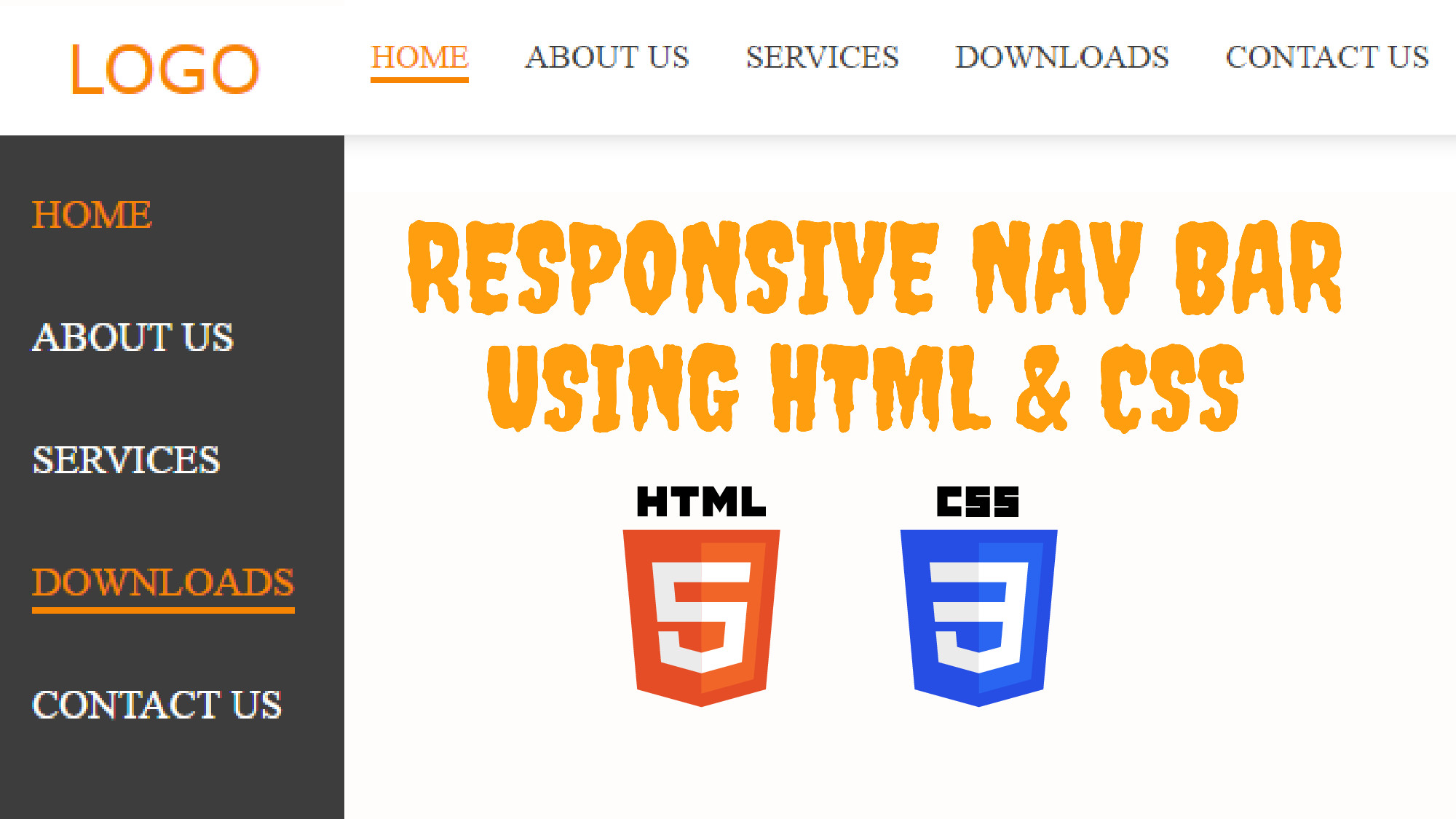 Responsive Navigation Bar using HTML & CSS