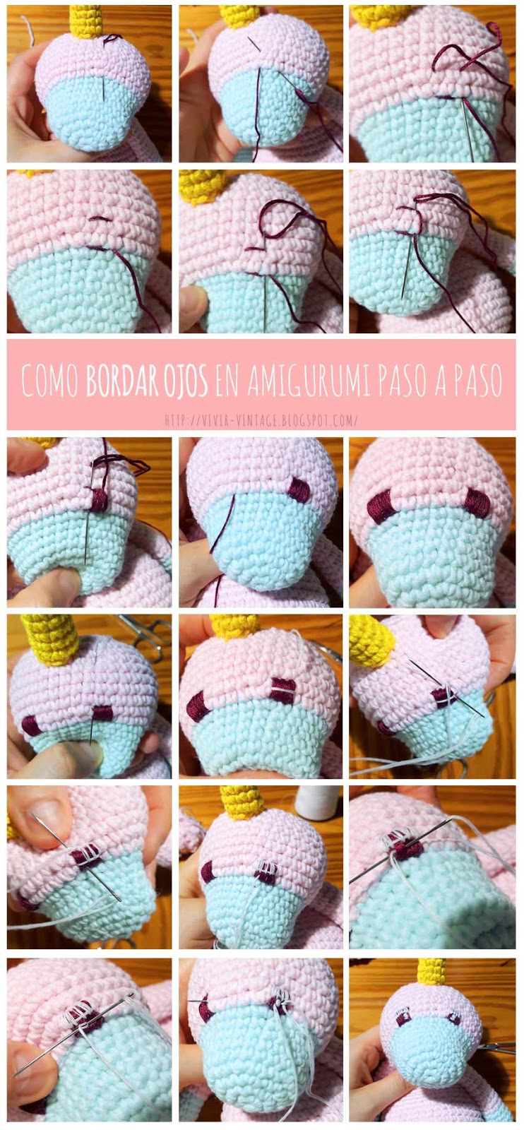 como bordar ojos amigurumi paso a paso facil fototutorial tutorial bordar ojos amigurumi