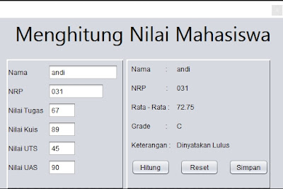 Source Code Java Netbeans Program Menghitung Nilai Mahasiswa - Devoes