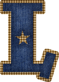 Abecedario en Tela de Jeans con Estrellas Vaqueras. Jeans Alphabet with Cowboy Stars.