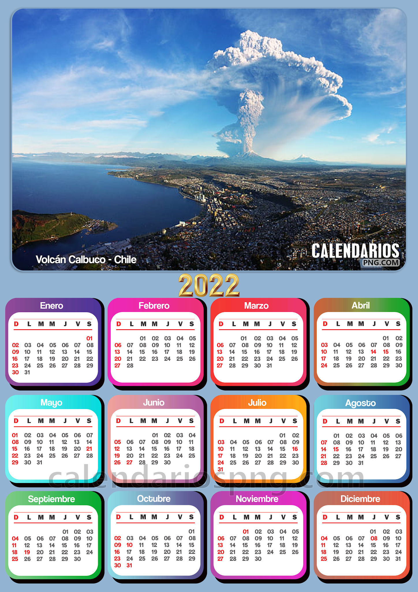 +200 Imágenes de Calendarios 2022 para Descargar e imprimir GRATIS