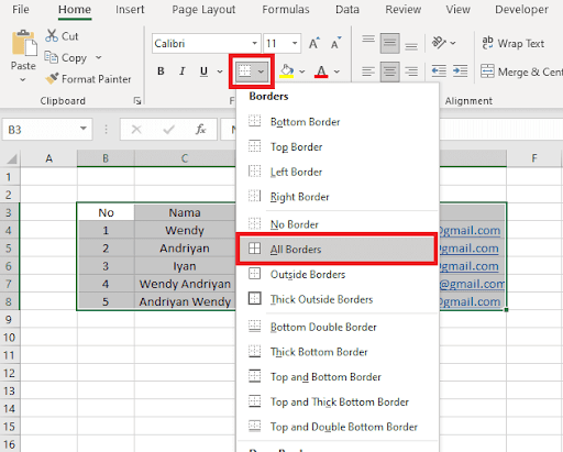Cara Membuat Tabel di Microsoft Excel