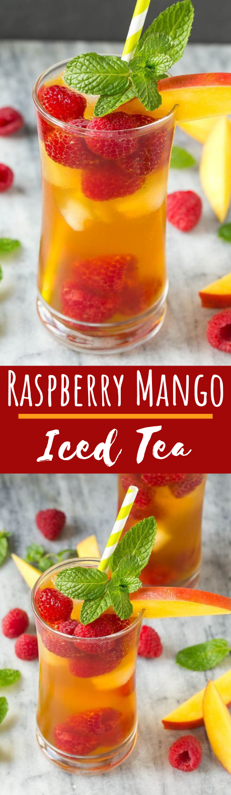 Raspberry Mango Iced Tea #summer #drinks