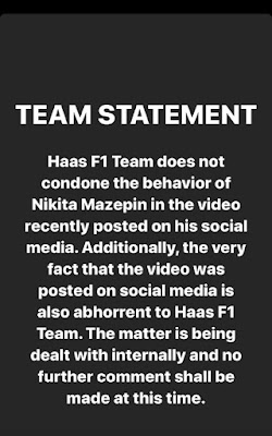 Haas F1 Social Media about Mazepin