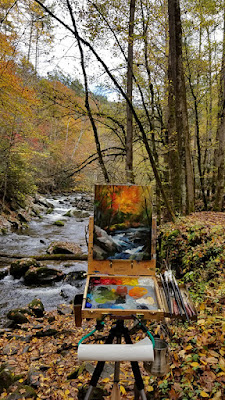 My field easel in the Great Smoky Mountains