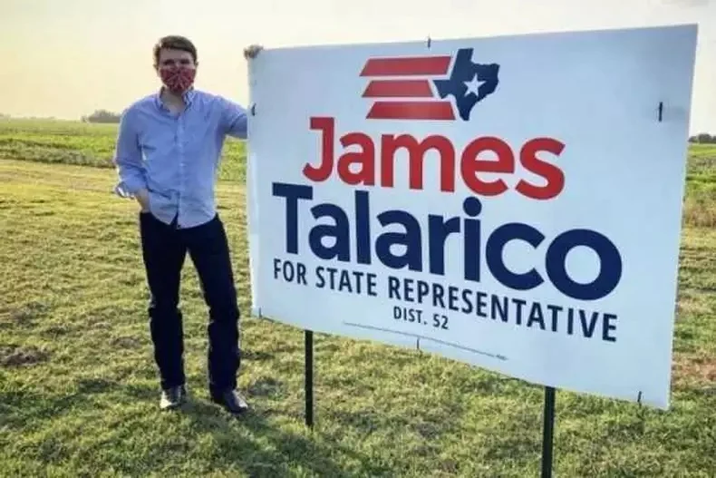 Cartaz da campanha de James Talarico nos EUA
