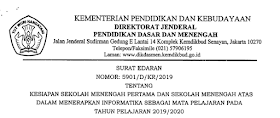Surat Edaran DIRJEN DIKDASMEN tentang Penerapan Mata Pelajaran Informatika dalam Kegiatan Belajar Mengajar TP 2019/2020 Kementerian Pendidikan dan Kebudayaan Direktorat Jenderal Pendidikan Dasar dan Menengah Surat Edaran DIRJEN DIKDASMEN tentang Penerapan Mata Pelajaran Informatika dalam Kegiatan Belajar Mengajar TP 2019/2020