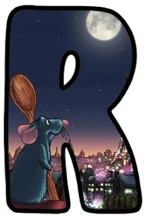 Abecedario de Ratatui Observando la Ciudad de Noche. Ratatui Watching the City Alphabet.