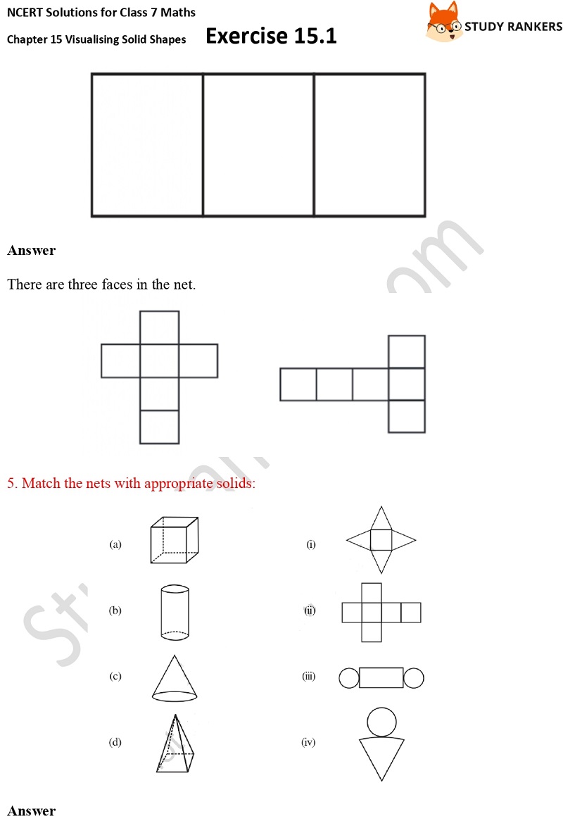 NCERT Solutions for Class 7 Maths Chapter 15 Visualising Solid Shapes Exercise 15.1 Part 3