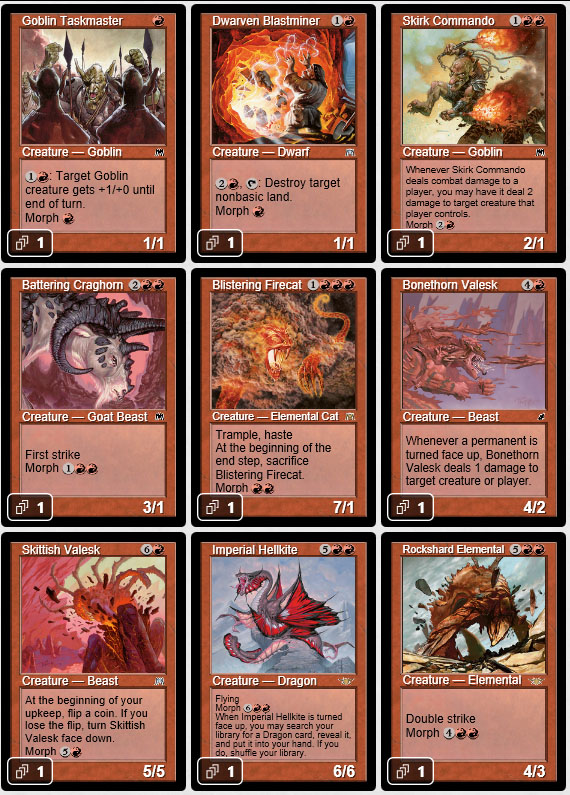 Magic the Gathering Adventures Legacy Black and Red Morph cards