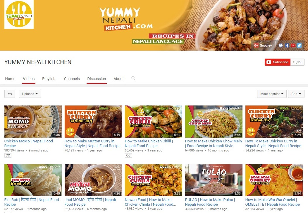 popular youtube cooking channels nepal